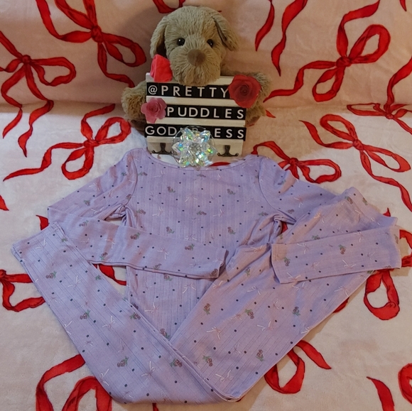 🎀 2pc For Love and Lemons Pointelle Long-Sleeve Sleep Set 🎀 - Picture 7 of 16